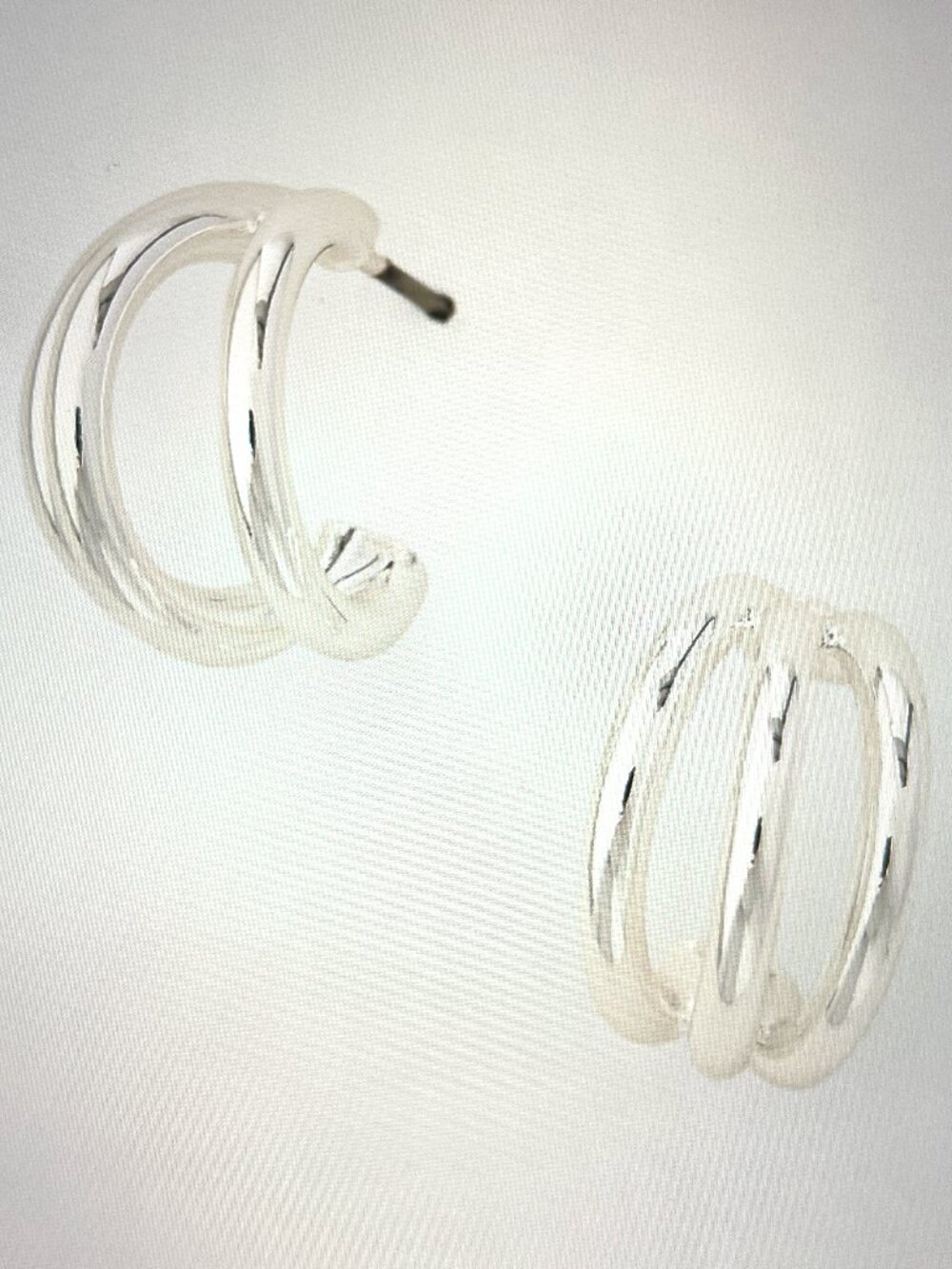NEW Ann Taylor Double Hoop Silvertone Earrings